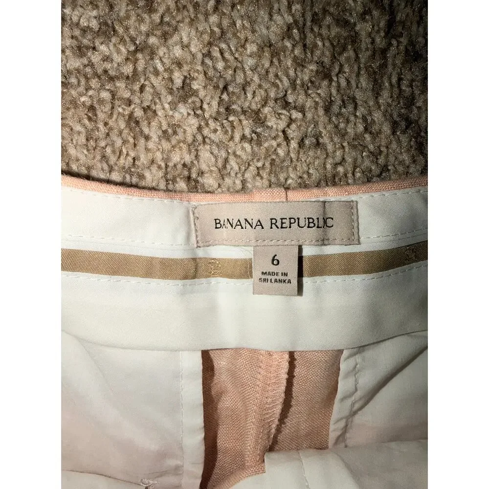 Banana Republic 100% Linen Salmon colored wide leg pants euc 6